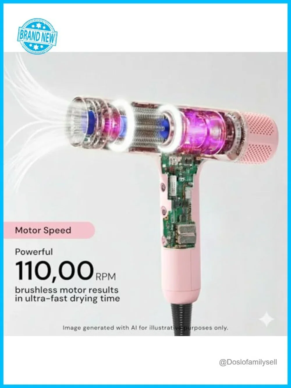Professional Hair Dryer with LED Display, Ionic Tech, Cool Shot, Self-Cleaning